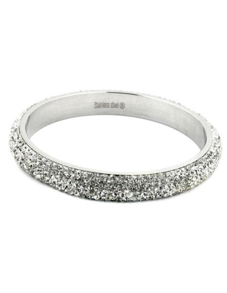 bangle 6 row glass crystals white