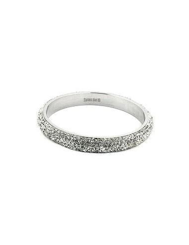 bangle 6 row glass crystals white