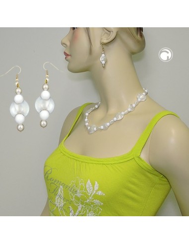 hook earrings beads white pearl white gold coloured