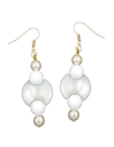 hook earrings beads white pearl white gold coloured