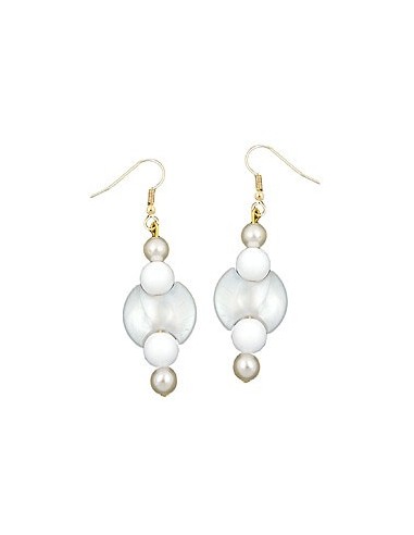 hook earrings beads white pearl white gold coloured