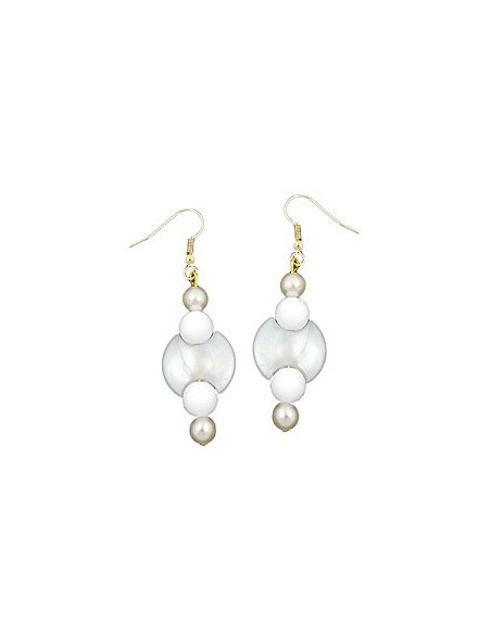 hook earrings beads white pearl white gold coloured