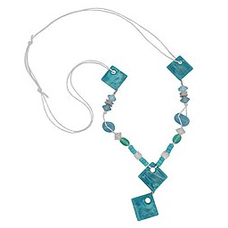 necklace 4x turquois square beads cord white