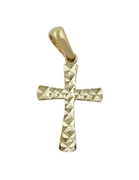 pendant 15x11mm cross diamond cut 9k gold
