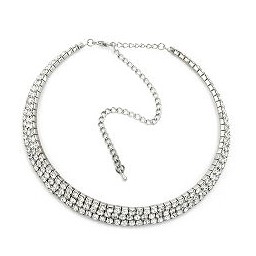 necklace rhinestones rhodium plated