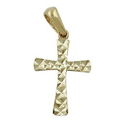 pendant 15x11mm cross diamond cut 9k gold