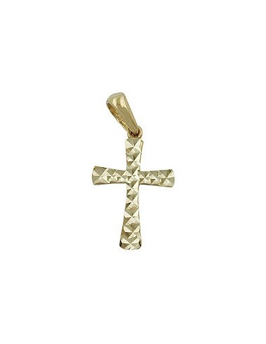 pendant 15x11mm cross diamond cut 9k gold
