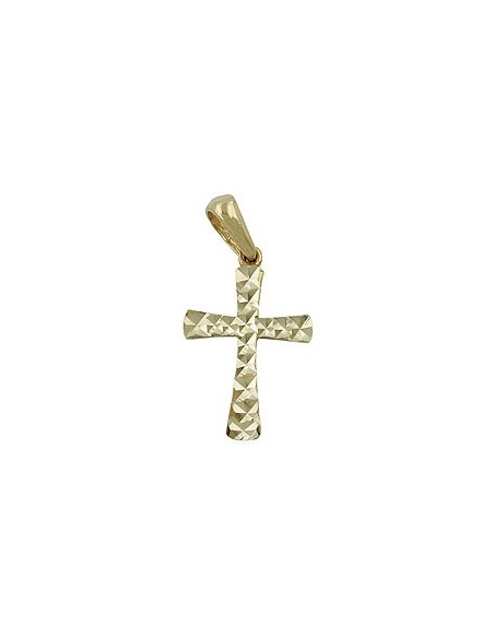pendant 15x11mm cross diamond cut 9k gold