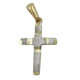 pendant cross two tone 9k gold