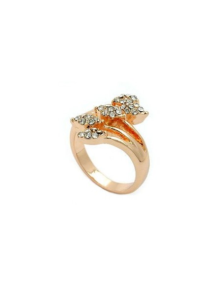 ring white glass crystals red gold plated