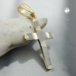 pendant cross two tone 9k gold