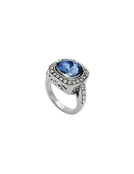ring large blue transparent glass crystals