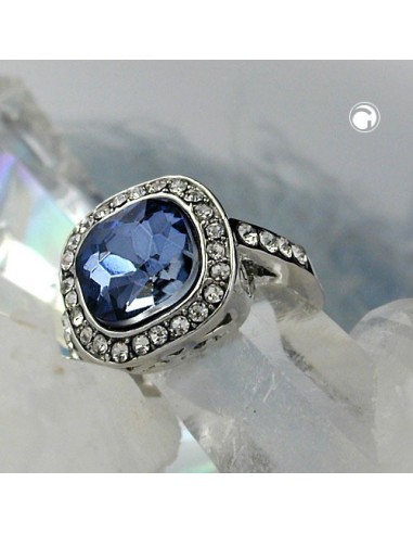 ring large blue transparent glass-stone