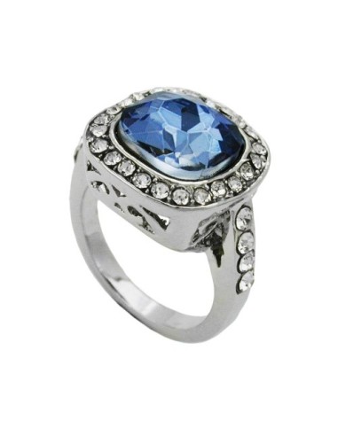 ring large blue transparent glass-stone