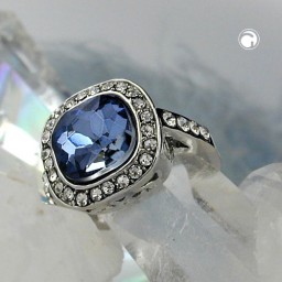 ring large blue transparent glass crystals