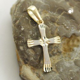 pendant cross two tone 9k gold