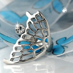 ring butterfly wing glass crystal rhodium plated