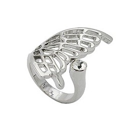 ring butterfly wing glass crystal rhodium plated