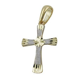 pendant cross two tone 9k gold