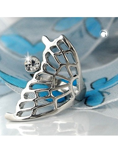 ring butterfly wing glass crystal rhodium plated