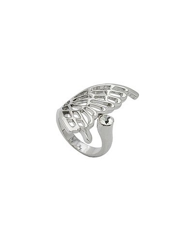 ring butterfly wing glass crystal rhodium plated