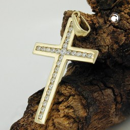 pendant cross zirconias 9k gold