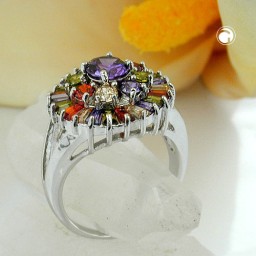 ring cubic zirconia multi color