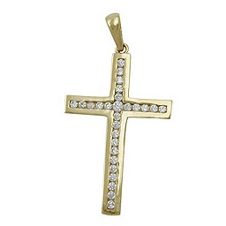 pendant cross zirconias 9k gold