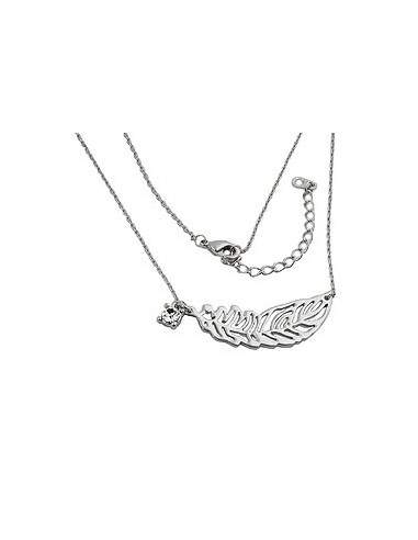 necklace leaf/ feather pendant white gold coloured