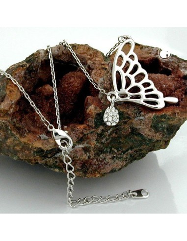 necklace pendant butterfly wing white gold coloured