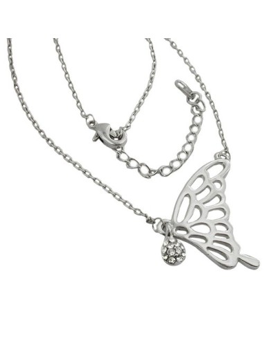 necklace pendant butterfly wing white gold coloured