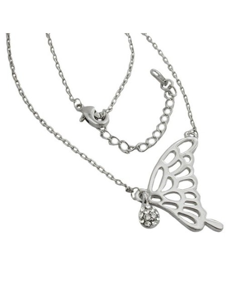 necklace pendant butterfly wing white gold coloured