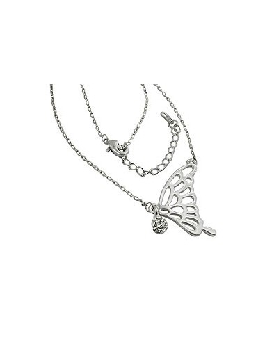 necklace pendant butterfly wing white gold coloured