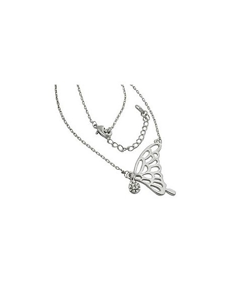 necklace pendant butterfly wing white gold coloured