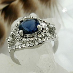 ring blue transparent glass stones