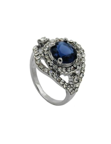 ring blue transparent glass stones