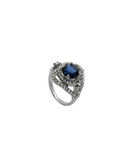 ring blue transparent glass stones