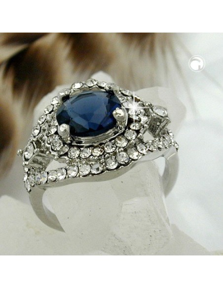 ring blue transparent glass stone