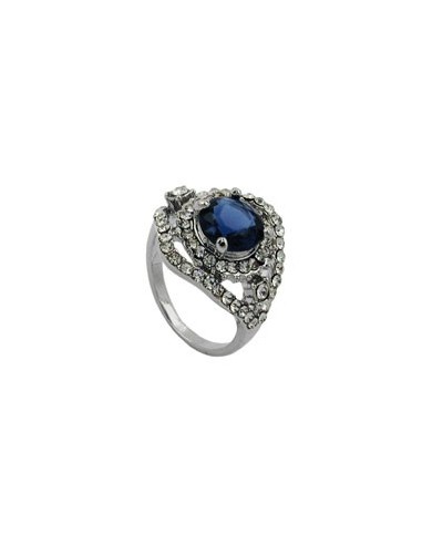 ring blue transparent glass stones