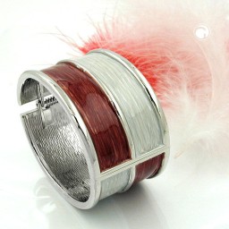 hinged bangle red grey enameled