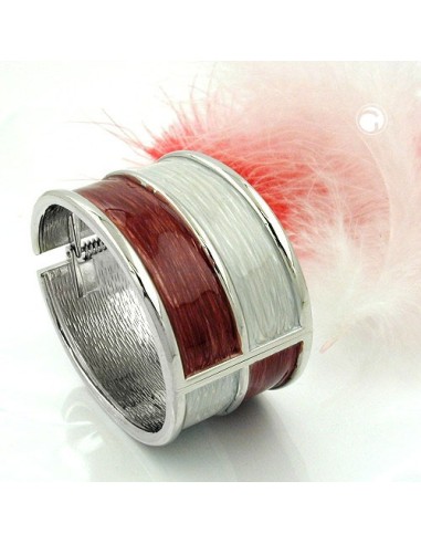 hinged bangle red grey enameled