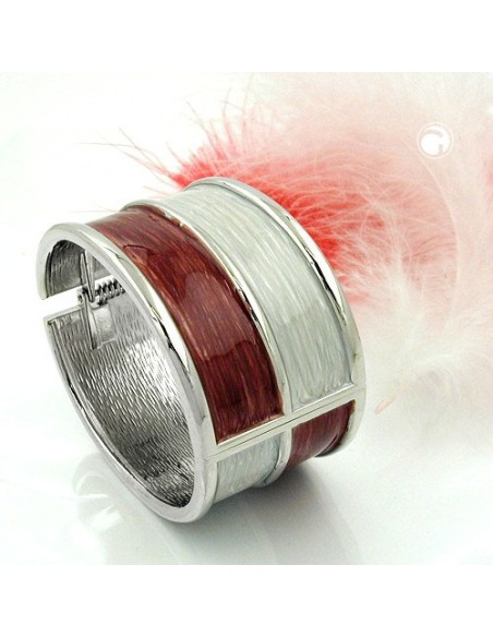 hinged bangle red grey enameled