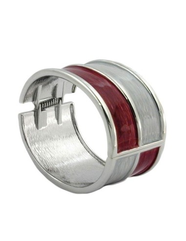 hinged bangle red grey enameled