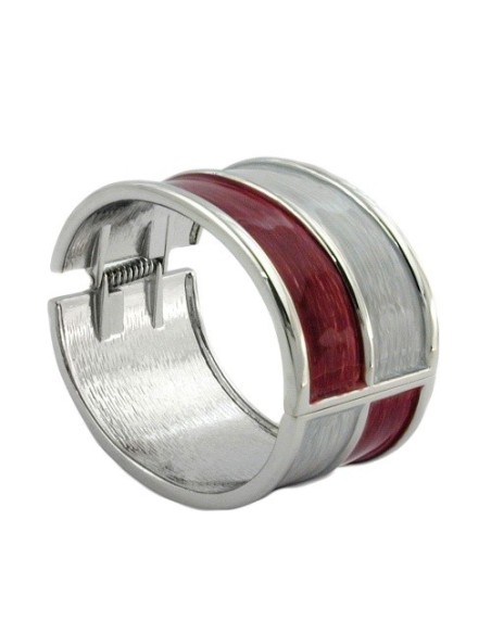 hinged bangle red grey enameled