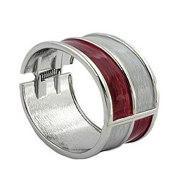 hinged bangle red grey enameled