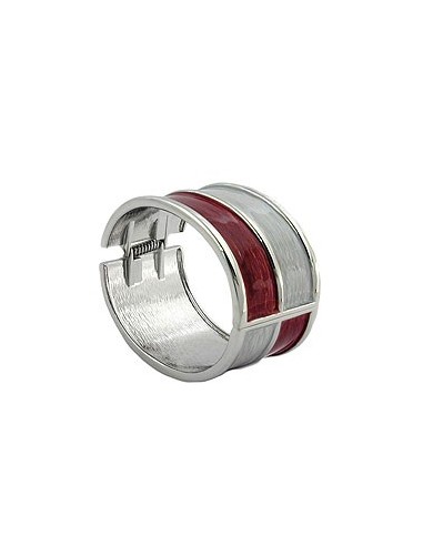 hinged bangle red grey enameled