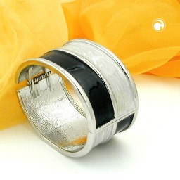 hinged bangle black grey enameled