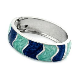 hinged bangle turquoise blue enameled