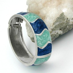 hinged bangle turquoise blue enameled