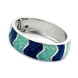 hinged bangle turquoise blue enameled